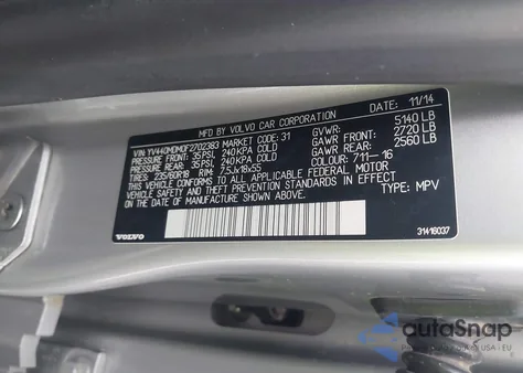 2015 Volvo Xc60 T5 Platinum from USA, damaged, VIN YV440MDM0F2702383